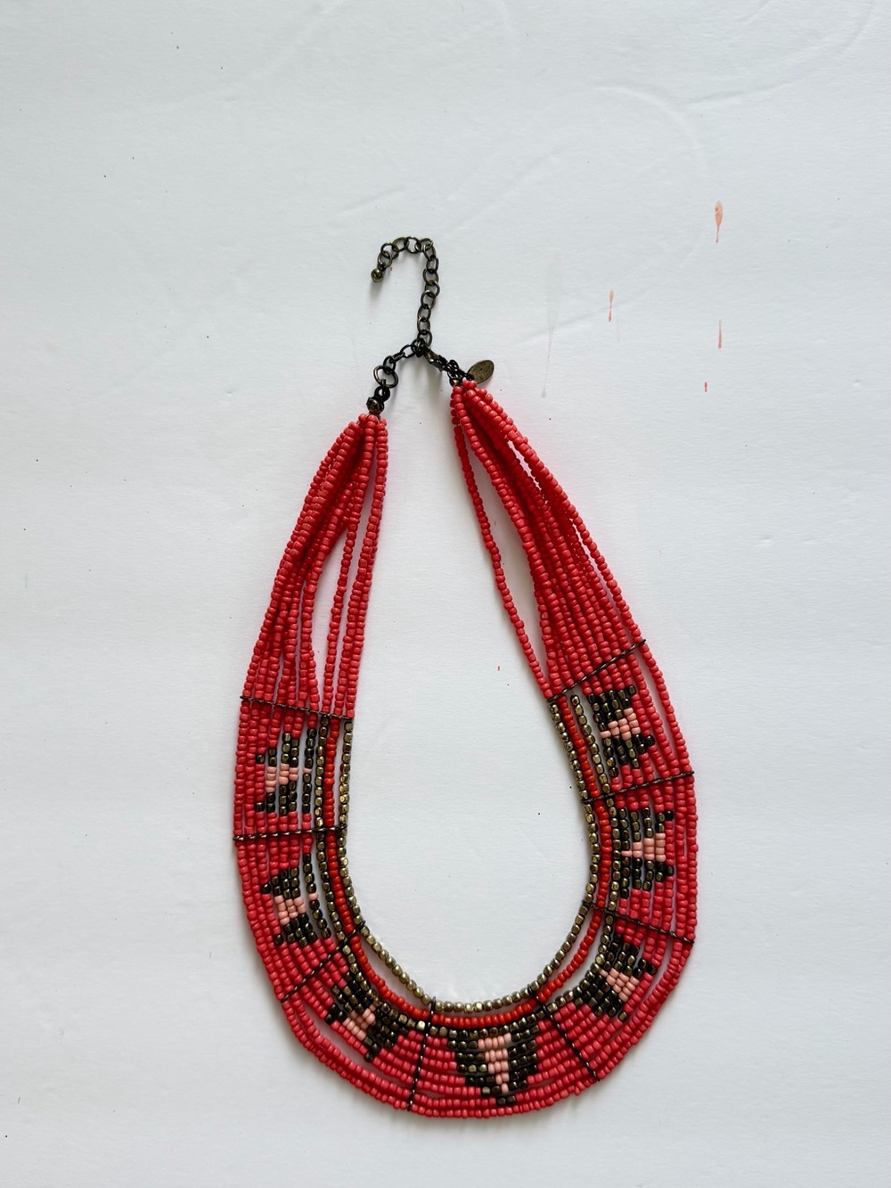 Red Hand Beaded Multi-Strand Statement Necklace - CORO Jewelry